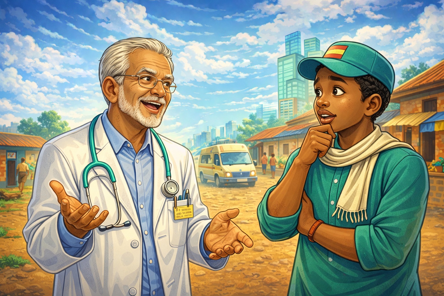 Dr. Panie and Salifu discussing