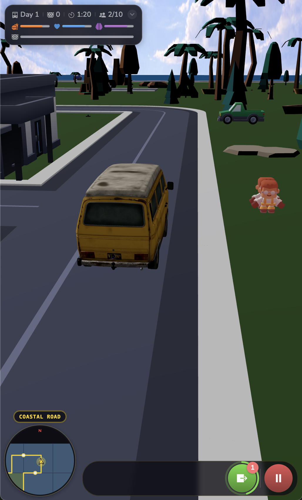 Mobile gameplay on Coastal Road